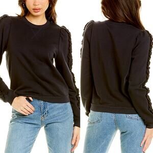 NEW Cami NYC Roberta Puff Sleeve Crewneck Sweatshirt Women's Navy Blue Size: XS